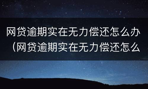 网贷逾期实在无力偿还怎么办（网贷逾期实在无力偿还怎么办呢）