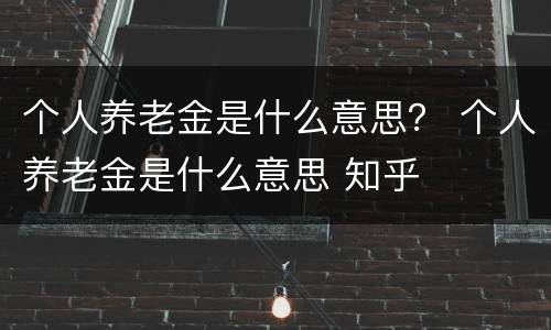 个人养老金是什么意思？ 个人养老金是什么意思 知乎