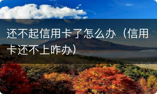 还不起信用卡了怎么办（信用卡还不上咋办）