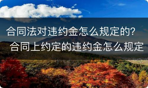 合同法对违约金怎么规定的？ 合同上约定的违约金怎么规定合法