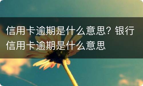 信用卡逾期是什么意思? 银行信用卡逾期是什么意思