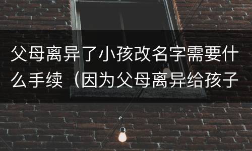 父母离异了小孩改名字需要什么手续（因为父母离异给孩子改名需要什么手续）