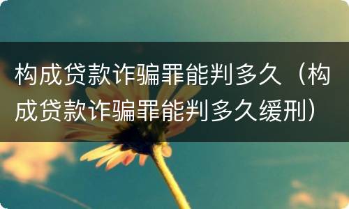 构成贷款诈骗罪能判多久（构成贷款诈骗罪能判多久缓刑）