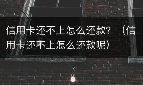 信用卡还不上怎么还款？（信用卡还不上怎么还款呢）
