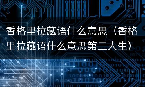 香格里拉藏语什么意思（香格里拉藏语什么意思第二人生）