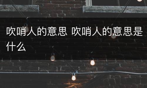 吹哨人的意思 吹哨人的意思是什么