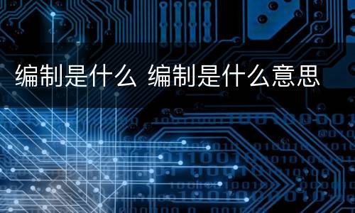 编制是什么 编制是什么意思