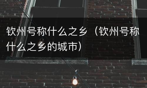 钦州号称什么之乡（钦州号称什么之乡的城市）