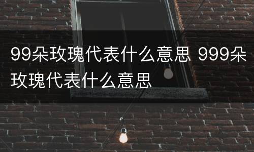 99朵玫瑰代表什么意思 999朵玫瑰代表什么意思
