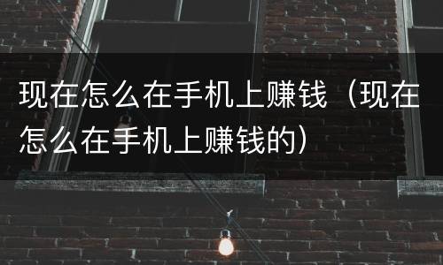 现在怎么在手机上赚钱（现在怎么在手机上赚钱的）