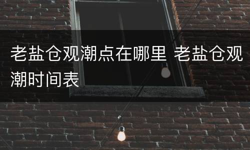 老盐仓观潮点在哪里 老盐仓观潮时间表