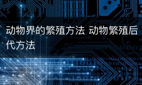 动物界的繁殖方法 动物繁殖后代方法