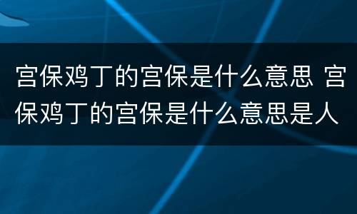 宫保鸡丁的宫保是什么意思 宫保鸡丁的宫保是什么意思是人名还是官名