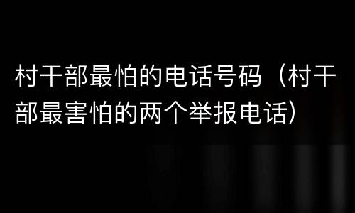 村干部最怕的电话号码（村干部最害怕的两个举报电话）