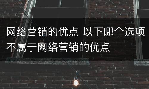 网络营销的优点 以下哪个选项不属于网络营销的优点
