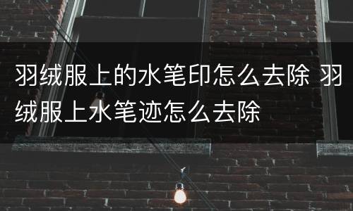 羽绒服上的水笔印怎么去除 羽绒服上水笔迹怎么去除