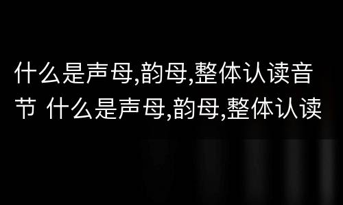 什么是声母,韵母,整体认读音节 什么是声母,韵母,整体认读音节表