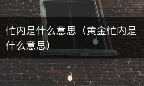 忙内是什么意思（黄金忙内是什么意思）