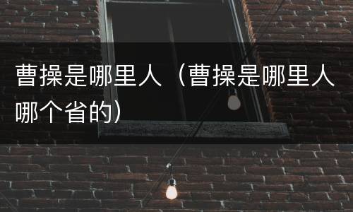 曹操是哪里人（曹操是哪里人哪个省的）