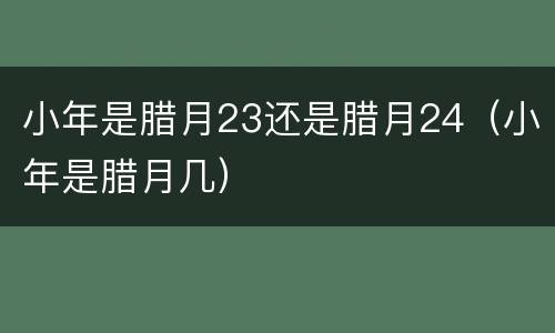 小年是腊月23还是腊月24（小年是腊月几）