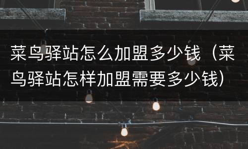 菜鸟驿站怎么加盟多少钱（菜鸟驿站怎样加盟需要多少钱）