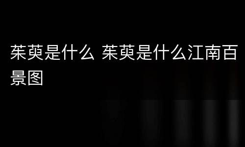 茱萸是什么 茱萸是什么江南百景图