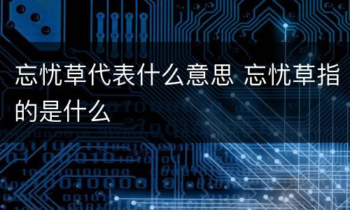 忘忧草代表什么意思 忘忧草指的是什么