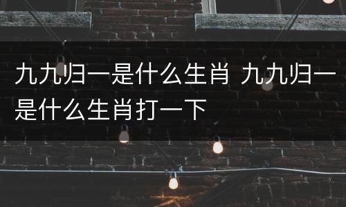 九九归一是什么生肖 九九归一是什么生肖打一下