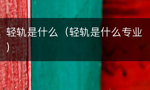 轻轨是什么（轻轨是什么专业）