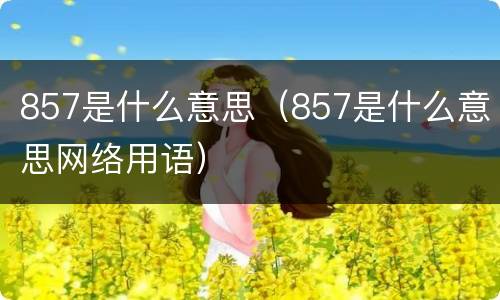 857是什么意思（857是什么意思网络用语）