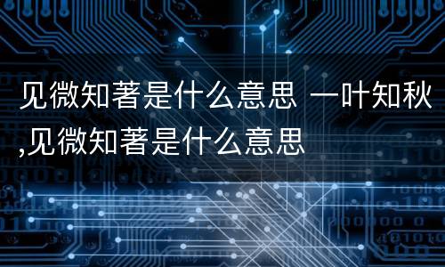 见微知著是什么意思 一叶知秋,见微知著是什么意思