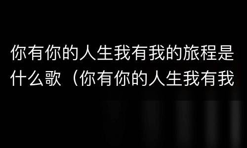 你有你的人生我有我的旅程是什么歌（你有你的人生我有我的旅程是什么歌词）