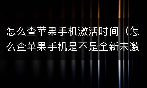 怎么查苹果手机激活时间（怎么查苹果手机是不是全新未激活）