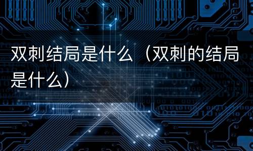 双刺结局是什么（双刺的结局是什么）