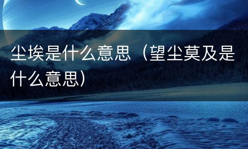 尘埃是什么意思（望尘莫及是什么意思）