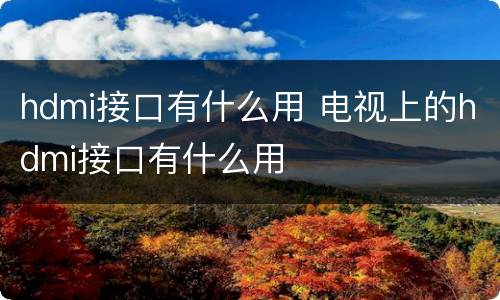 hdmi接口有什么用 电视上的hdmi接口有什么用