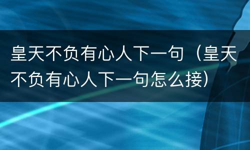 皇天不负有心人下一句（皇天不负有心人下一句怎么接）