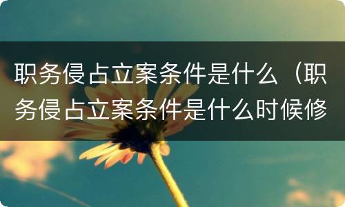 职务侵占立案条件是什么（职务侵占立案条件是什么时候修改的）
