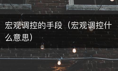 宏观调控的手段（宏观调控什么意思）