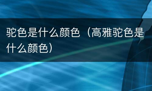 驼色是什么颜色（高雅驼色是什么颜色）