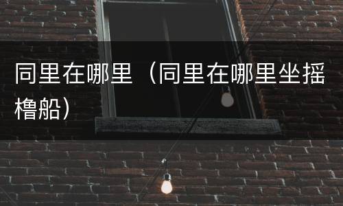 同里在哪里（同里在哪里坐摇橹船）