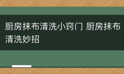 厨房抹布清洗小窍门 厨房抹布清洗妙招