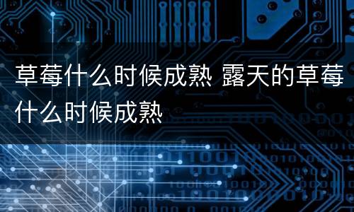 草莓什么时候成熟 露天的草莓什么时候成熟