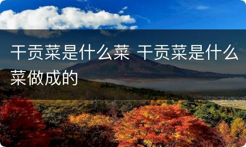 干贡菜是什么菜 干贡菜是什么菜做成的