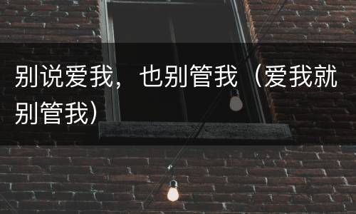 别说爱我，也别管我（爱我就别管我）