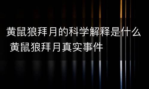 黄鼠狼拜月的科学解释是什么 黄鼠狼拜月真实事件