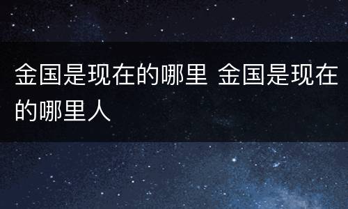 金国是现在的哪里 金国是现在的哪里人