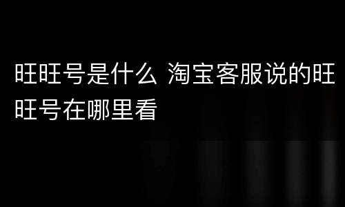 旺旺号是什么 淘宝客服说的旺旺号在哪里看