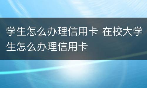 学生怎么办理信用卡 在校大学生怎么办理信用卡