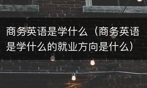 商务英语是学什么（商务英语是学什么的就业方向是什么）